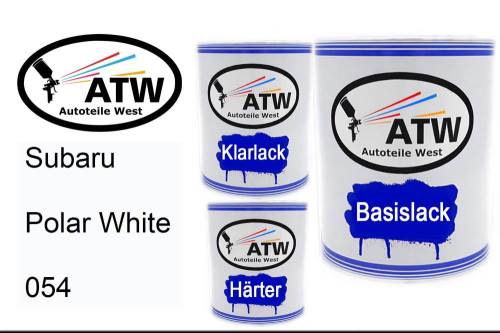 Subaru, Polar White, 054: 1L Lackdose + 1L Klarlack + 500ml Härter - Set, von ATW Autoteile West.